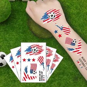 5 Pcs set Us Flag Football Temporary Tattoos, Waterproof Fan Face Stickers, Sports Event Cheer Party Body Decorations, Facial Arm Use
