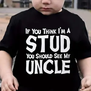 Kids "You Should See My Uncle"  Boys Casual Fashion Crew Neck Short Sleeve, Cotton T-Shirt, Boys Clothing Suitable for Outdoor Activities Suitable Best for Boys Kids