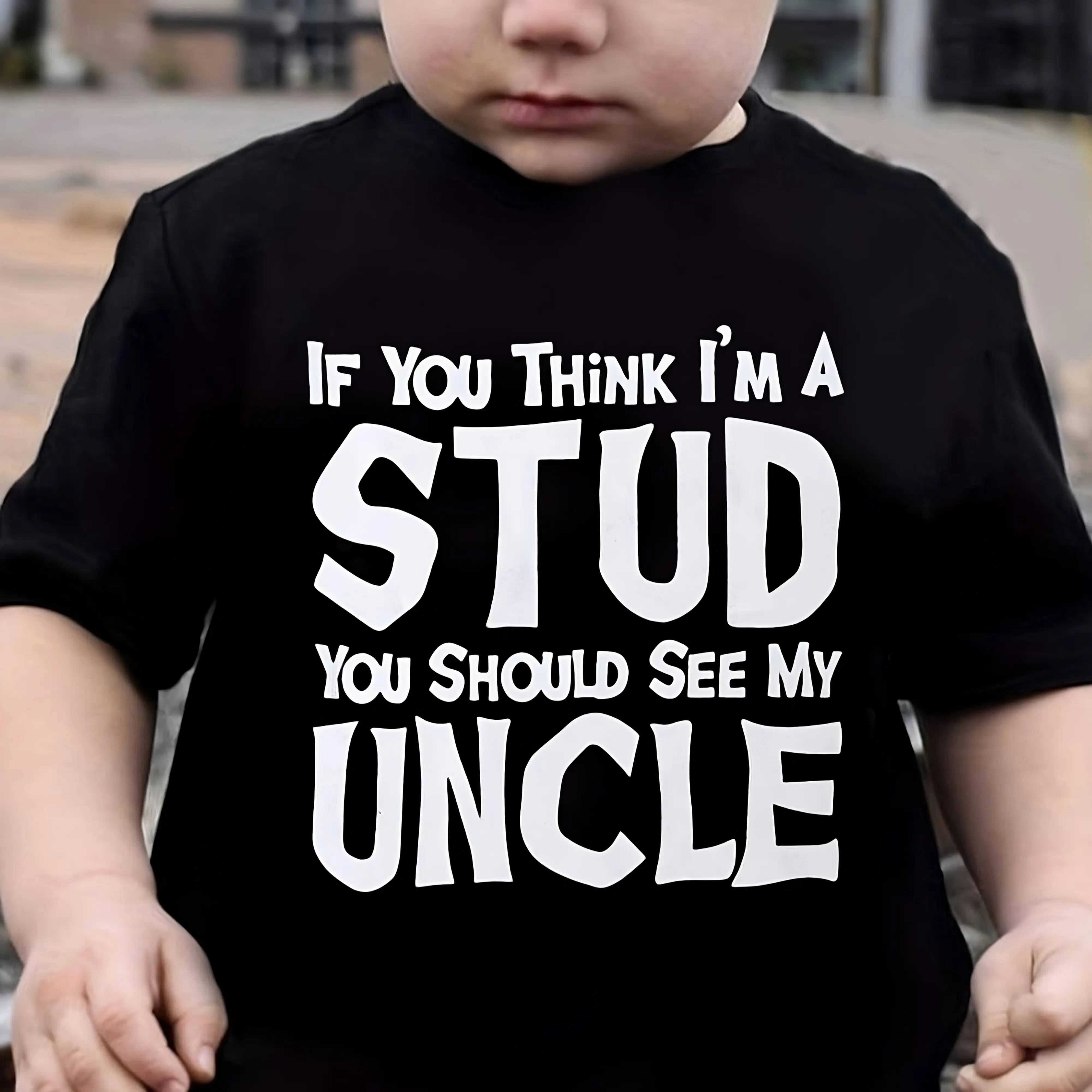 Kids "You Should See My Uncle" Boys Casual Fashion Crew Neck Short Sleeve, Cotton T-Shirt, Boys Clothing Suitable for Outdoor Activities Suitable Bes