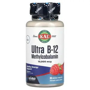 KAL Ultra B-12 Methylcobalamin, Natural Raspberry, 10,000 mcg, 30 Micro Tablets
