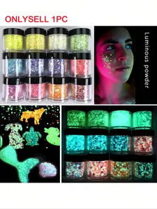 Glow-In-The-Dark Nail Art Sequins Mix Sizes Fine Glitter DIY Oxygen Resin Molds Making Accessories, Perfect for Creative Manicures, Vibrant Glimmer, Nail Art Tools