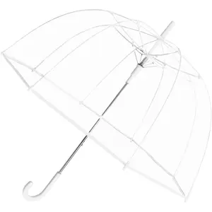 Automatic Rain Umbrella, Compact Clear Dome, Windproof, Waterproof, Lightweight, and Packable for Travel, Full 52 Inch Arc, White