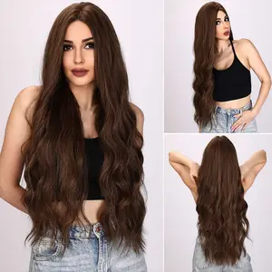 SMILCO/32-inch Dark Brown Loose Wave without Bangs Synthetic Wig/SM5037