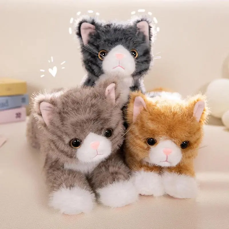 New Cute Simulation Cat Plush Toys, Soft Huggable Stuffed Animals with Cute Animal Design, 5-Color Kitten Models, Fake Realistic Cats for Kids, Valentine's Day Gift, Huggable Stuffed Animal