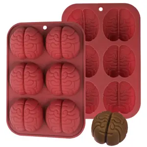 Brain Chocolate Molds, 2 Pcs Halloween Silicone Brain Cake Candy Cupcake Mold
