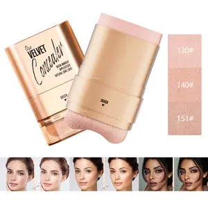 2-in-1 Concealer & Foundation Stick with Built-in Sponge Tip, Seamless Buildable Coverage Cream Balm, Pore-Blurring Travel Must-Have for Oily & Dry Skin, Natural Matte Finish for Daily Wear
