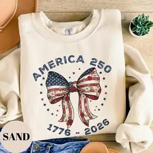 America 250 Birthday Shirt, 1776–2026 Patriotic USA Tee, American Flag Bow Semiquincentennial Sweatshirt