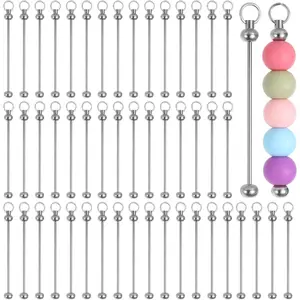 50 count Blank Beaded  Bars, Metal Beading Sticks with Loop,  Making Supplies for DIY Crafts, Bag Charms, Beadwork Projects,  or Custom Accessories