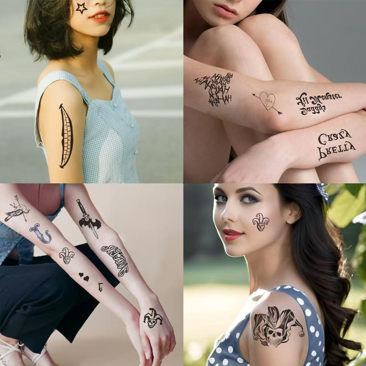 10 Halloween Playing Card Clown Makeup Temporary Tattoos: Cartoon Faces, Cute Pumpkins, Ghosts, and Skulls