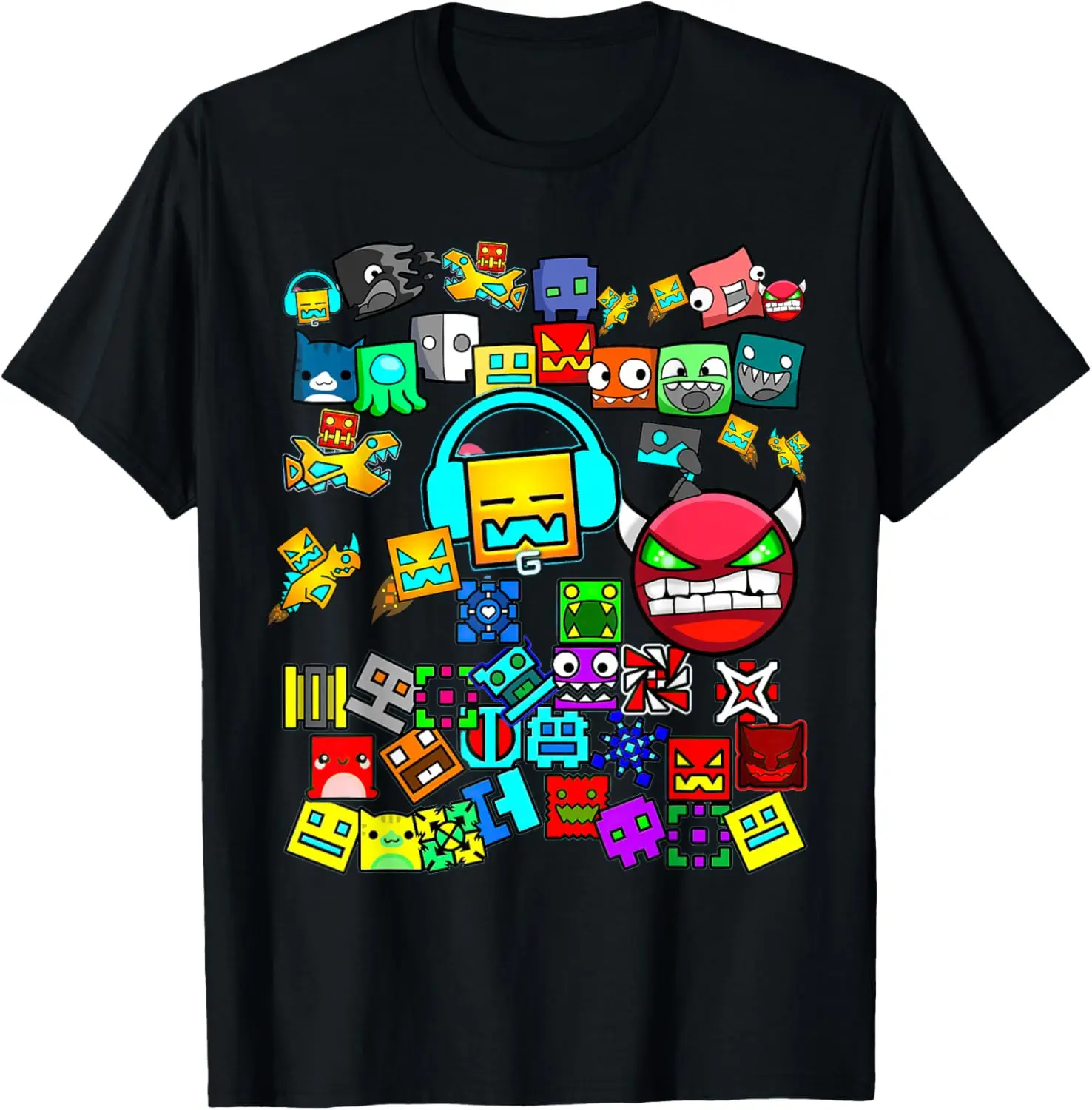 Women's 100% Cotton Soft Short-Sleeve Round Neck T-Shirt - Breathable Fabric, Video Gamer Lover Geometry Print Top for Easy Matching