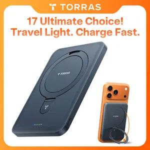 TORRAS EasyGo Magnetic Portable Charger Power Bank for iPhone, Fast Charging Travel Essential Wireless Battery Pack Slim with OStand Compatible with Magsafe, iPhone 17 Pro Max,iPhone 17 Pro,16 Pro Max,iPhone 16 Pro,Pro,15,14,13,12,10000mAh,5000mAh