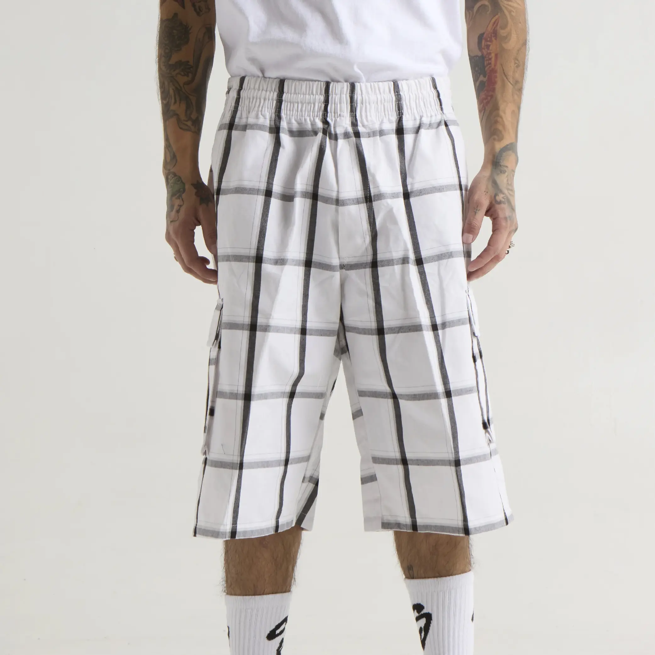 SHAKAWEAR Men's Plaid Checker Shorts SHAKA WEAR 6 Pockets