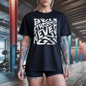 GGOR Gym Motivational Tee- Workout Shirt, Fitness Top, Exercise T-shirt, Active Wear, CrossFit T-Shirt, Strong Shirt, Gym Apparel, Black Gym Tee