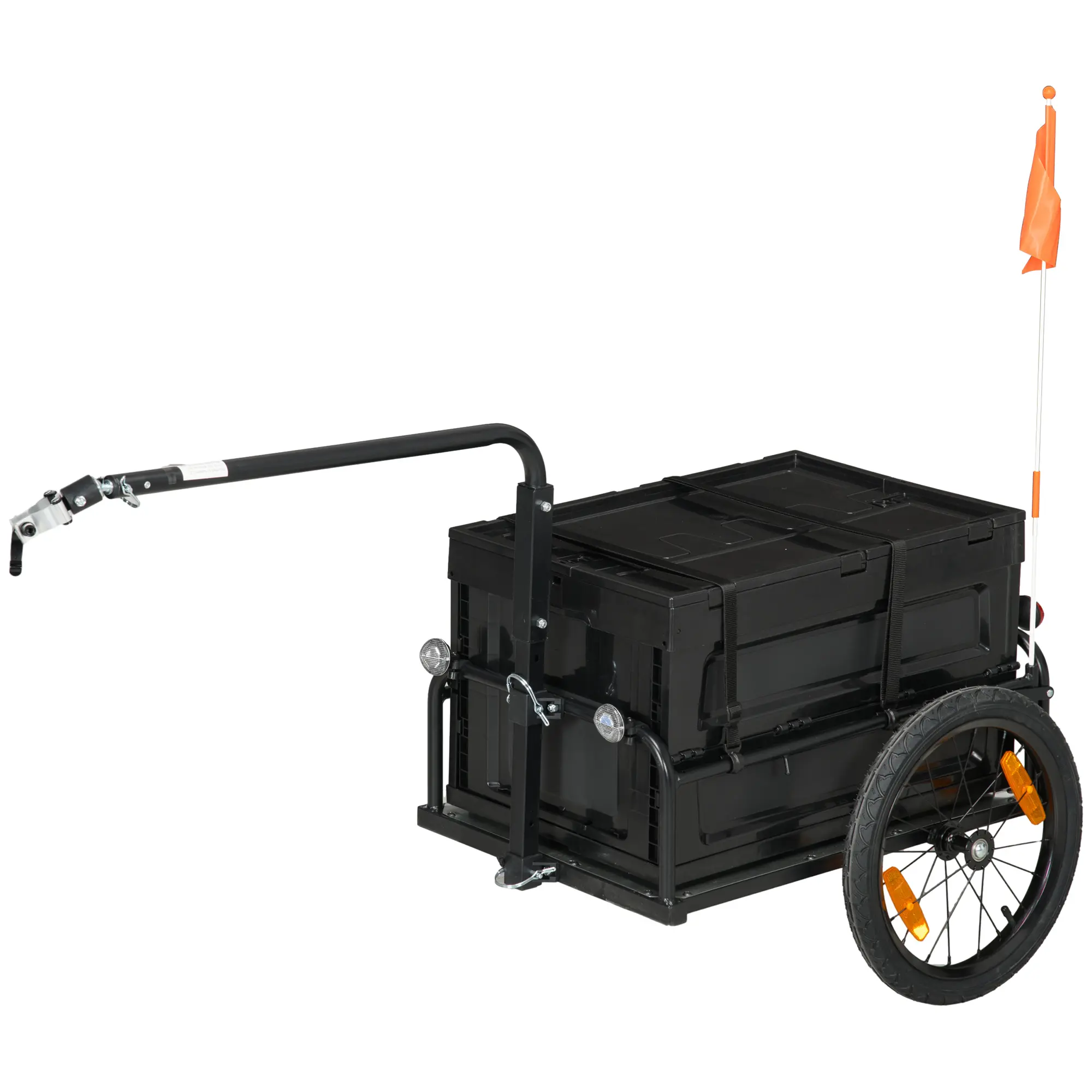 Heavy-Duty Bicycle Cargo Trailer - Motorcycle Accessory Trailer with Removable Storage Box, Galvanized Bottom for Grocery Shopping, Camping