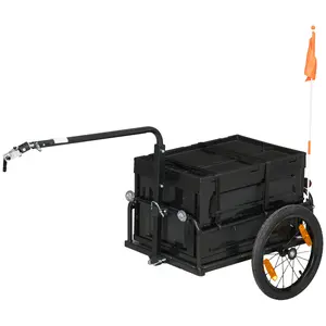 Heavy-Duty Bicycle Cargo Trailer - Motorcycle Accessory Trailer with Removable Storage Box, Galvanized Bottom for Grocery Shopping, Camping