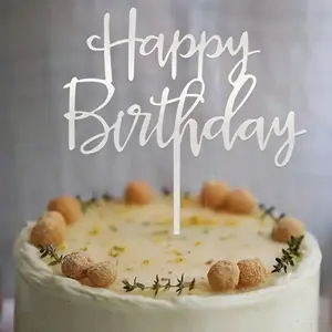 10pcs Happy Birthday Acrylic Cake Topper, Party Decor Supplies, Gift, Modern Letter Graphic Cake Top Decoration Mirror Acrylic Durable Multifunctional Cake Decor Topper, For Birthday Party Decoration Ideas, Perfect Keepsake For Your