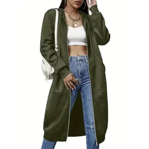 Women's Long Hoodie Winter Fleece Jacket Knitted Casual Sweatshirt Zipper Hoodie2025  No.789