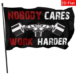 2D Flat Banner 1pc Gym Fitness Work Hard No One Cares Flag Indoor Outdoor Yard Garden Lawn Holiday Decoration Banners Signs