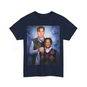 Menswear Short-Sleeve Classic Round Neck Fabric T-Shirt - JaMarr Chase & Joe Burrow Cincinnati Football Tee, Step Brothers Funny Football Top