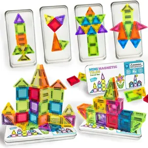 Mini Magnetic Building Blocks 26PCS & 40PCS Creative STEM Toys with Iron Box Travel Size for Boys Girls Ages 3+ Safe Materials House Building Kit