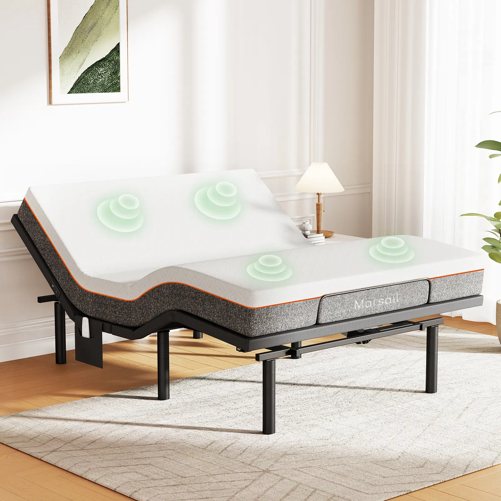 Marsail Electric Adjustable Bed Frame with Massage & APP Control,Zero Gravity Bed with Under-Bed Nightlight,Wireless Remote and Foot Incline, Queen#TikTokShopBlackFriday