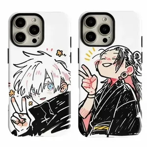 Cute Phone Cases Jujutsu Kaisen Friends Art Painting Anime Unique Artistic Painting Casing, Compatible with iPhone X, 11, 12, 13, 14, 15, 16, 17 & more