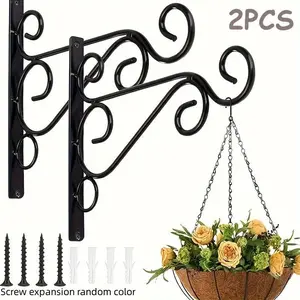 Outdoor Wall-Mounted Plant Stands Set, Rustic Style Iron Hooks, for Hanging Pots Bird Feeder Lights, Includes Screws, Hanging Plant Hanger