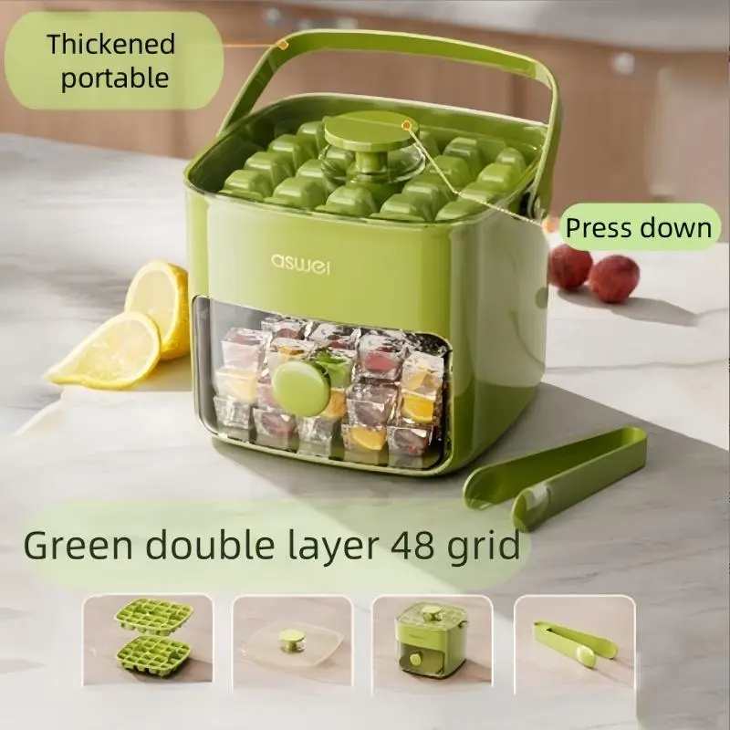Countertop Ice Maker | 48 Ice Cubes Capacity | Double-Layer Design | Food-Grade Safe | for Home, Office & Outdoor Use | Must-Have Kitchen Tool Ice Making Machine