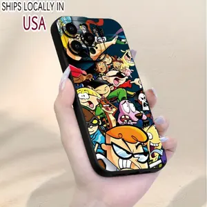 Adorable Cartoon Printed Scrub Phone Case: Stain-Resistant and Durable, Premium Drop Protection| Black Classic Series for iPhone 16-7, Pro/Plus/Max/Mini