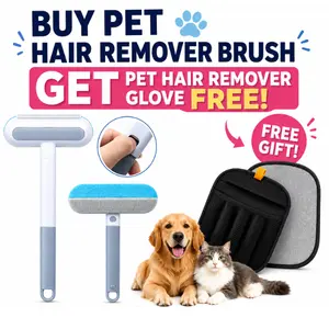 Multifunctional Pet Hair Remover Tool 4 in 1 Dog and Cat Fur Removal Brush Pet Hair Remover Adjustable Lint Brush Handle Fur Remover Water Scraper for Window Furniture Carpets Sofa Car Clothes