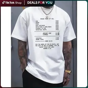 JESUS PAID IT ALL Graphic Print Tee - Soft, Breathable, Casual Short Sleeve T-Shirt for Men - Perfect for Summer, Outdoor Activities, and Faith-Based Events