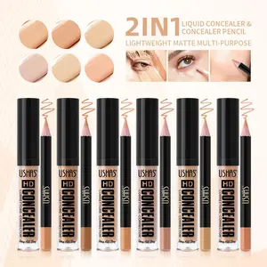 USHAS Concealer + Concealer Pen, Concealer Set, Concealer Pen Permanent Dark Circles Corrector Contour Concealer