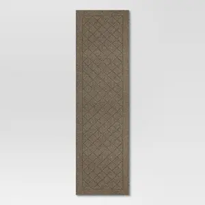2'x7' Washable Runner Diamond Clarkson Tufted and Hooked Rug Tan - Threshold
