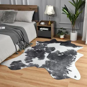 Low Pile Faux Cowhide Cow Print Rug Western Decor Faux Cowhide,  Cow Print for Bedroom, Living Room, Home Office Decor
