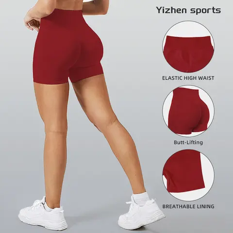Yizhen Sports Women's High-Rise Butt-Lifting Tight Flexibility Sports Shorts - 4-Way Stretch, Seamless, Compression, Quick Dry, Breathable Lining for Gym, Yoga, Figure Enhancement, Flexibility Women's Sports Shorts