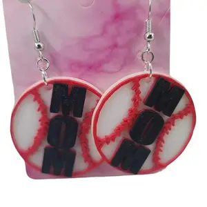Baseball Mom Earrings 3D Printed - Designed for Versatile Wear