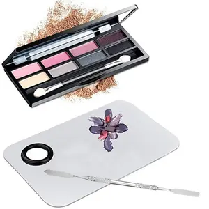 Sinen Professional Stainless Steel Makeup Palette Cosmetic Palette with Spatula Tool For Nail Art Eye Shadow Eyelash Makeup Professional Pigment Blending
