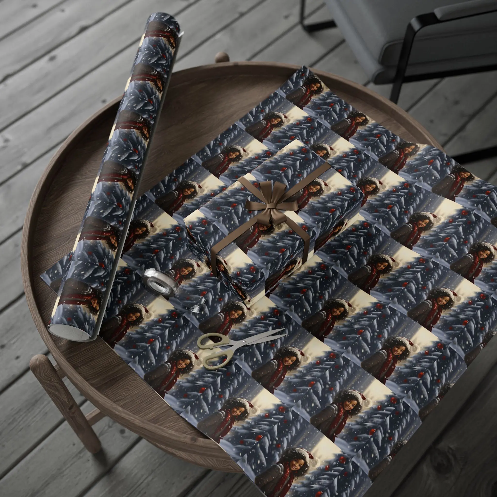 African American Black Girl Magic Christmas Wrapping Paper, Melanin Girl Pride, African Gift Wrap, Kwanzaa, Ethnic Paper, Angel Teen, Snow, Santa Hat