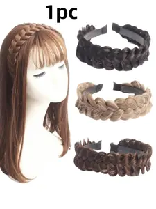 1 piece women's elegant Fried Dough Twists braid wig headband, lifelike hair braid design with anti-skid grip, fashionable hair accessories with combs for daily use Braided Headband