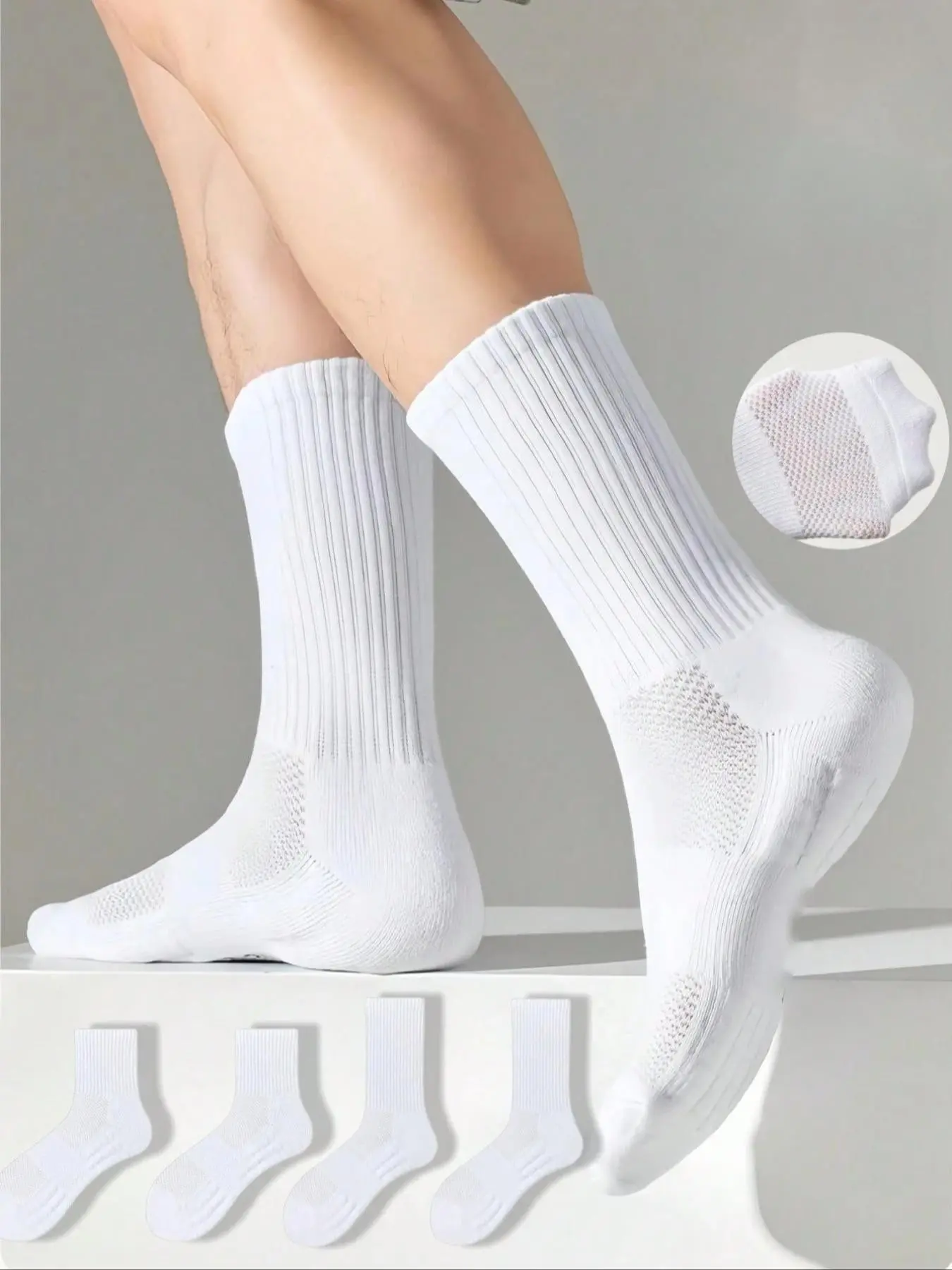 Men's Crew Socks, Thickened Breathable Sweat-Wicking Sports Athletic Socks, Unisex Basketball Running Socks, 10/20 Pairs Pack