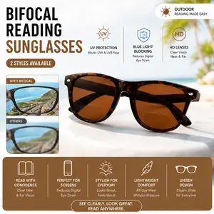 Bifocal Reading Sunglasses for Men & Women, UV Protection Sun Readers, HD Tinted Lenses, Lightweight Outdoor Reader Glasses for Driving, Travel & Daily Use