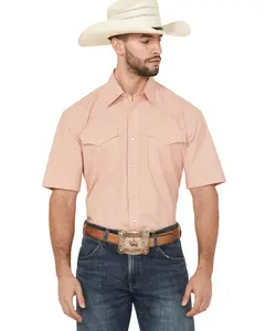 Men's Amarillo Plaid Print Short Sleeve Pearl Snap Stretch Western Shirt - 03-002-0278-3102 Or