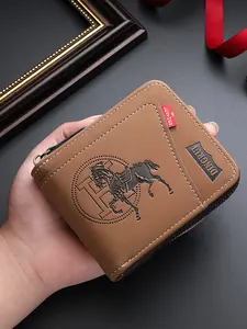 Men's PU Zipper Wallet, Rfid Secure, Large Capacity, Double Fold Design, Multi-Card Slots, Coin Purse & Credit Card Holder