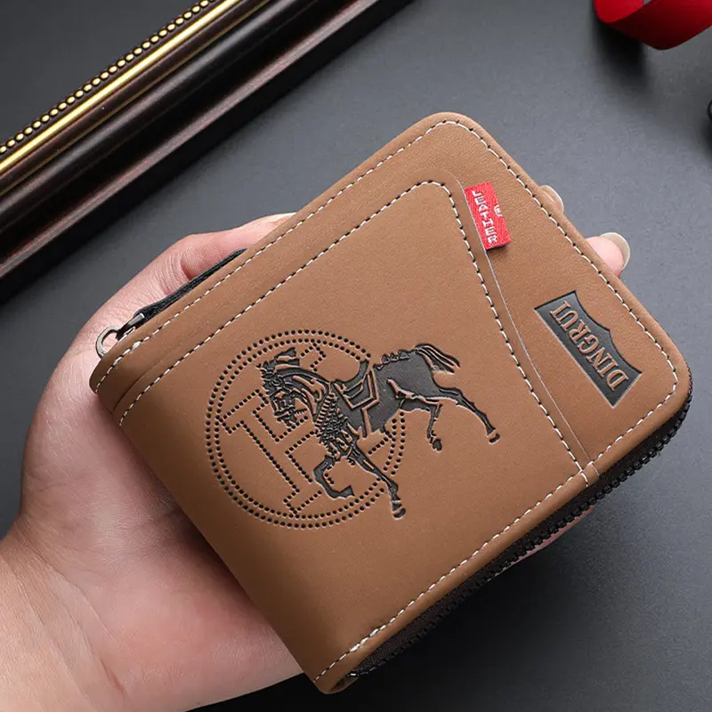 Men's PU Zipper Wallet, Business Fashion Wallet, Durable Fashion Wallet, Rfid Secure, Rfid Protected Wallet, Rfid Blocking Bifold Wallet, Rfid Wallets, Large Capacity, Double Fold Design, Multi-Card Slots, Coin Purse & Credit Card Holder