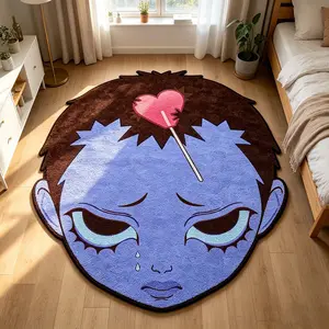 Blue Purple Heartbroken Girl Alien Carpet Sweet Cool Plush Floor Mat Bedside Non slip Wear resistant Foot Mat Dark Atmosphere Decorative Pad Suitable for Ins Style/Sweet Cool Home Decoration