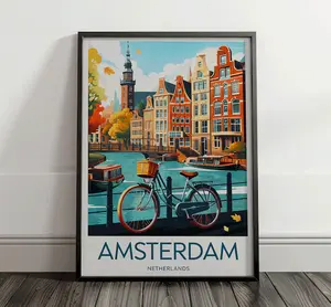 Amsterdam travel print - Netherlands, Amsterdam Poster, Birthday present, Wedding Gift