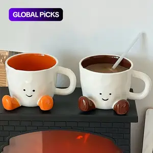 Cute Cartoon Foot Design Ceramic Mug, 1 Count Creative Coffee Cup with Handle, Drinking Cup for Home & Office Use, Gift for Friend, Drinkware, Ceramic Printed Drinkware, Stylish Coffee Mugs #GLOBAL PICKS