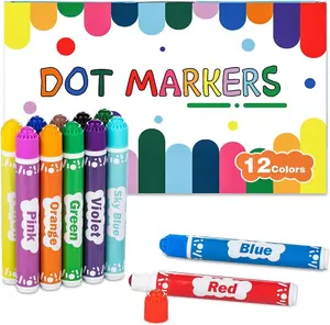 Dot Markers for , 12-Color  Daubers, Washable  Markers for  Drawing Coloring, Arts and Crafts Supplies Dot  Marker Set