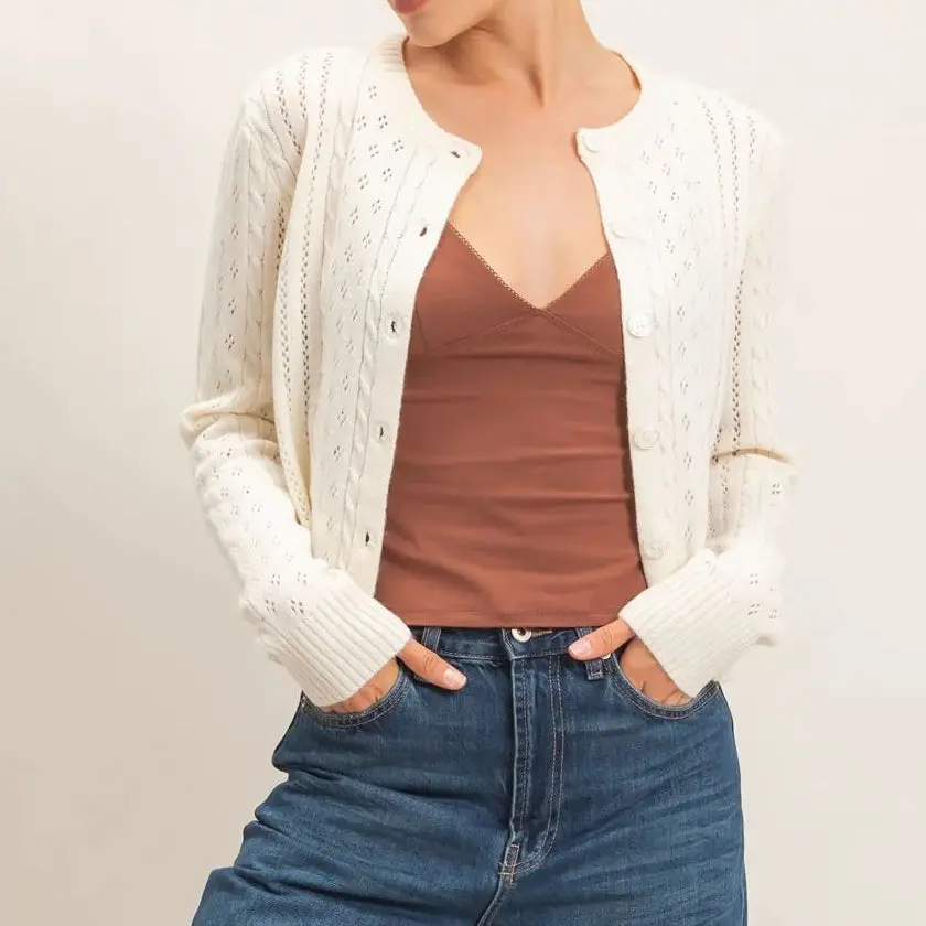 Cream Cable Knit Cardigan