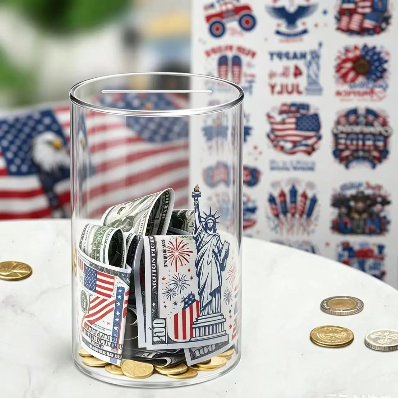 Acrylic Coin Bank Cylinder, Transparent Money Box, One-Way Inlet, Kids Gift, Independence Day Memorial, Desktop Decoration, Savings Planner, Acrylic Savings Jar, Acrylic Piggy Bank